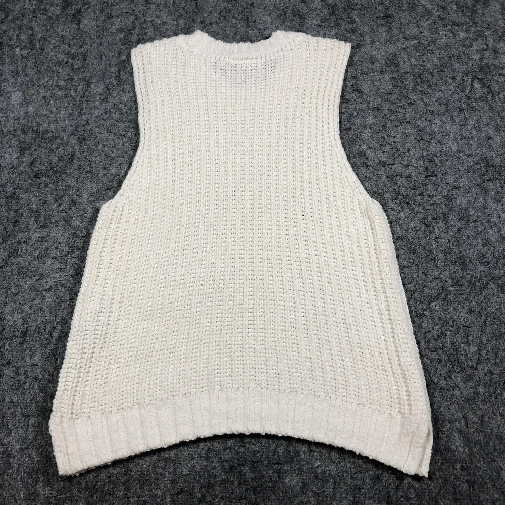 Abercrombie & Fitch Sweater Vest Womens M White Chunky Knit Sleeveless Cozy